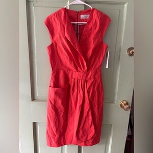 Lela rose dress persimmon wrap linen size 10 medium